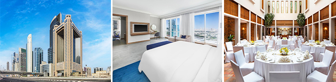 Fairmont Hotel Dubai, 395 odası bulunan 5 yıldızlı bir oteldir.